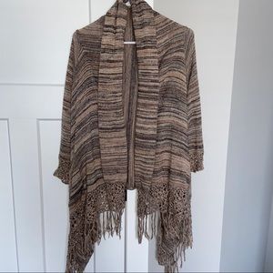 Forever21 tan and black striped sweater cardigan